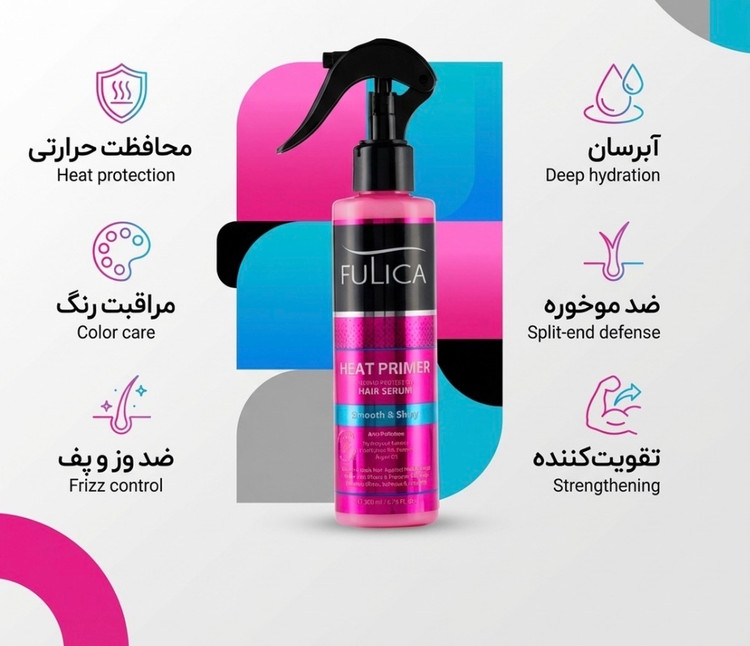 اسپری محافظ حرارتی مو فولیکا حجم 200 میلی لیتر